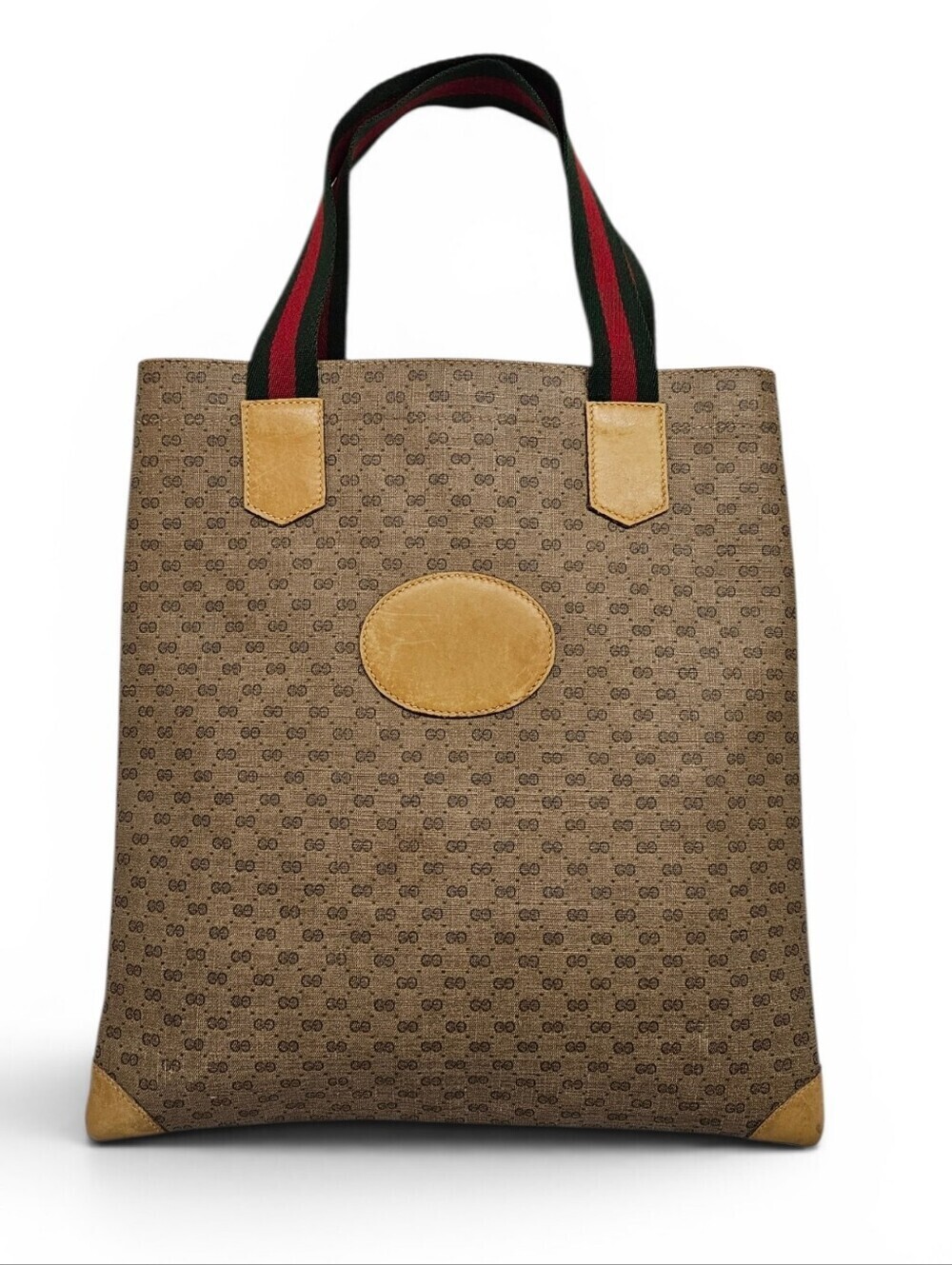 Gucci Brown Tan Web Micro Monogram Tote Bag